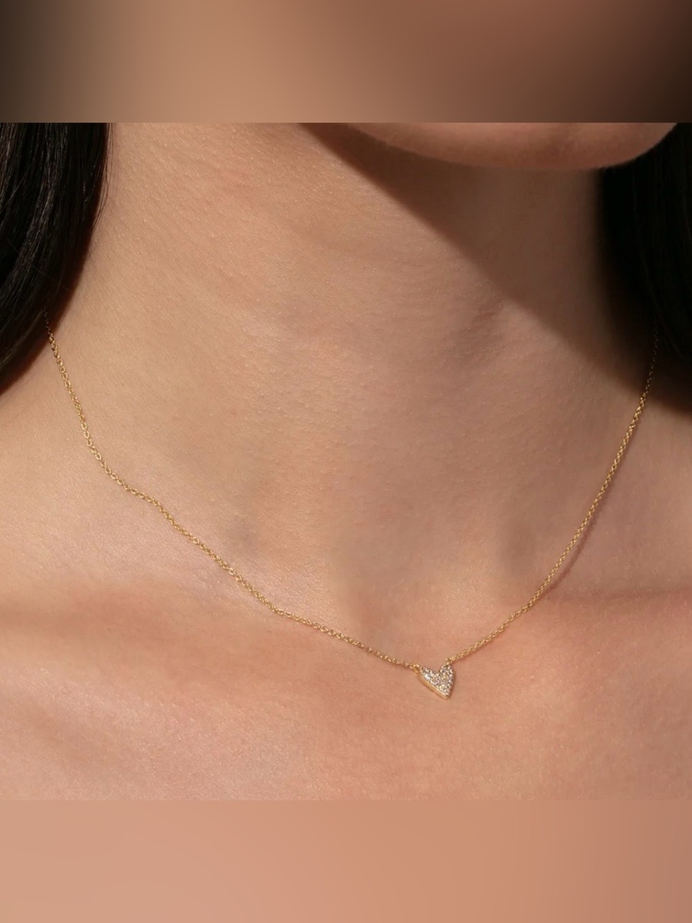 NEW Uncommon James Full Heart Necklace Pave CZ Gold Jewelry Pouch Gift Dainty